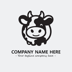 Cow illustration black and white for logo company vector image

