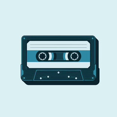 Obraz premium A Flat Vector Style Illustration of a Classic Music Cassette Tape Isolated on Transparent Background