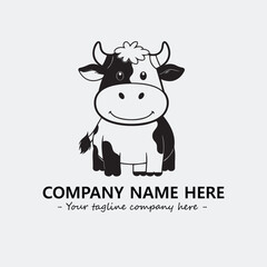 Cow illustration black and white for logo company vector image
