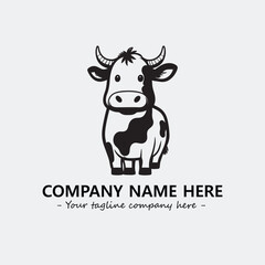 Cow illustration black and white for logo company vector image
