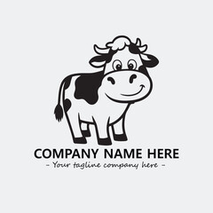 Cow illustration black and white for logo company vector image

