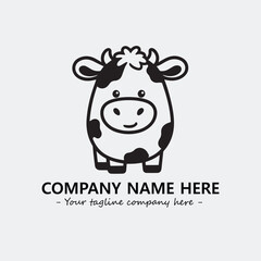 Cow illustration black and white for logo company vector image
