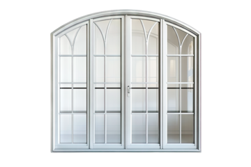 an elegant arched window design with multiple glass panes emphasizing a modern architectural style suitable for various interior spaces