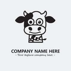 Cow illustration black and white for logo company vector image
