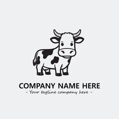 Cow illustration black and white for logo company vector image
