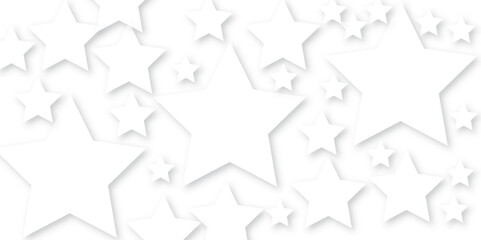 White paper sheets scattered in chaos Silver Stars pattern isolated on white background. 3D rendering.