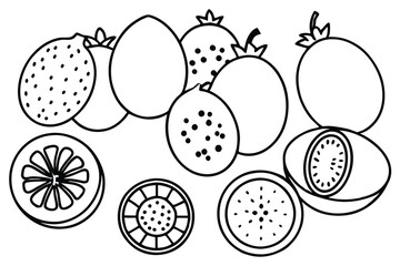 passionfruit line art black and white fruit