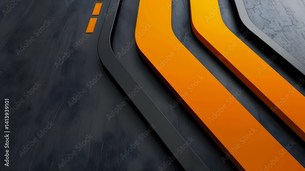 Poster abstract composition featuring curved lines and contrasting color elements