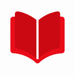 Red open book vector on white background.