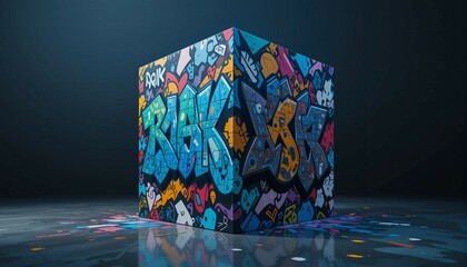 Time-lapse of graffiti layers building up on rotating cube