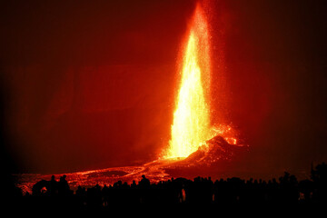 Lava erupts from Halemaumau crater in Kilauea volcano Hawaii © Tayiba Photography
