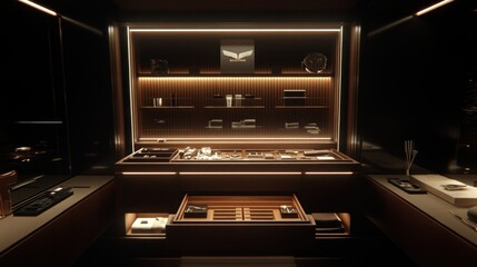 Obraz premium Luxurious, modern walk-in closet, showcasing curated accessories and personal items