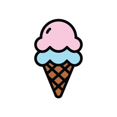 A Simple Vector Illustration of an Ice Cream Cone Isolated on Transparent Background, Ideal for Summer and Dessert Lovers