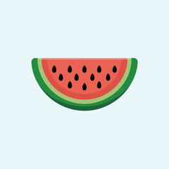 A Flat Vector Illustration of a Slice of Watermelon with Seeds Isolated on Transparent Background, Ideal for Summer Refreshments