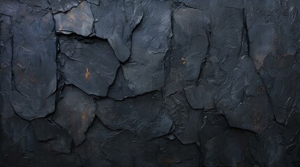 Fototapeta premium Dark, textured background of irregular, dark gray/black stone pieces. Ideal for websites, presentations, and design projects.