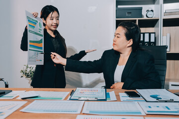 Business analyze,Close up Business people meeting to discuss the situation on the market. Business Financial Concept