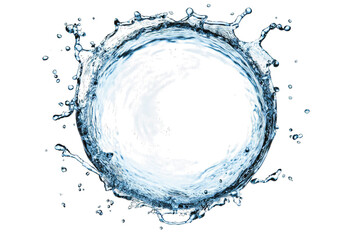 a circular splash of water is captured showcasing the fluid motion and clarity of water droplets around a central void. freshness and purity ideal for design or marketing purposes