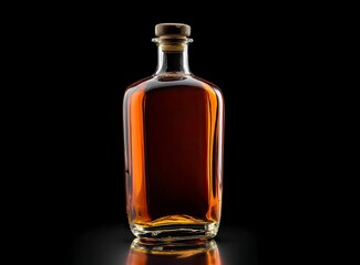 Amber Whiskey Bottle: A Dark and Elegant Still Life