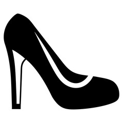 silhouette high heeled shoe icon with a sleek