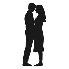 Romantic Love Couple Silhouette. Flat Vector Illustration