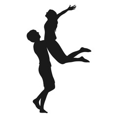 Romantic Love Couple Silhouette. Flat Vector Illustration