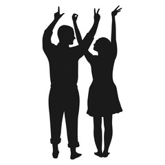 Romantic Love Couple Silhouette. Flat Vector Illustration