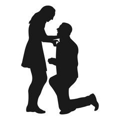 Romantic Love Couple Silhouette. Flat Vector Illustration