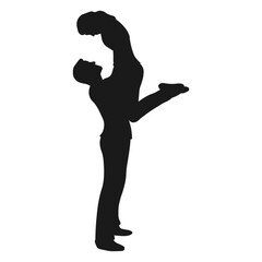 Romantic Love Couple Silhouette. Flat Vector Illustration