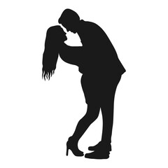 Romantic Love Couple Silhouette. Flat Vector Illustration