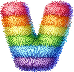 Obraz premium Watercolor Pride Month Fluffy Rainbow Alphabet Letter V Clipart. Hand Drawn LGBTQ Rainbow Alphabet Letter V Perfect for Nursery, Educational Design, Inclusive Art Projects, Decor, and Learning Tools.