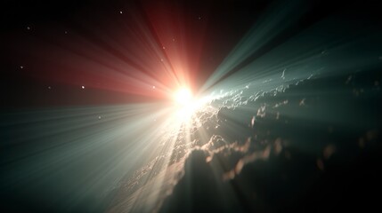 Obraz premium Cosmic Flare Celestial Light Rays Unreal Engine Render 32k UHD Geopunk Kinetic Art