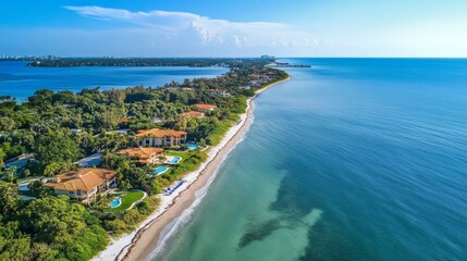 Fototapeta premium Florida Peninsula with enchanting contours, captivating coastal vistas, and ethereal subtropical ambiance