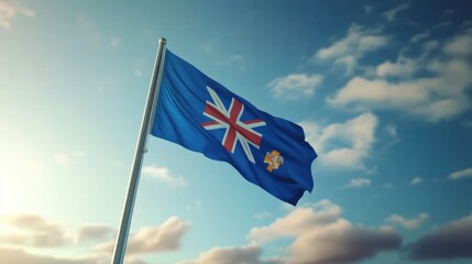 Fototapeta premium The Anguilla Flag Waving Proudly Under a Sky Full of Clouds