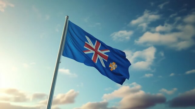 The Anguilla Flag Waving Proudly Under a Sky Full of Clouds - Powered by Adobe