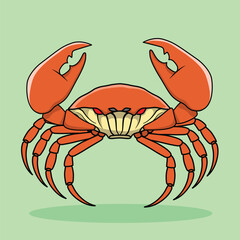 giant crab with red eyes cartoon flat illustration, isolated sea creature concept, flat cartoon style