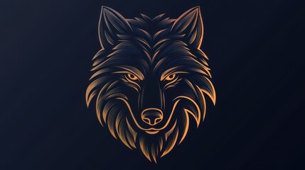 Obraz premium Majestic Wolf Head: A Striking Line Art Illustration