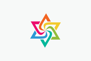 Colored Star of David logo Design Element