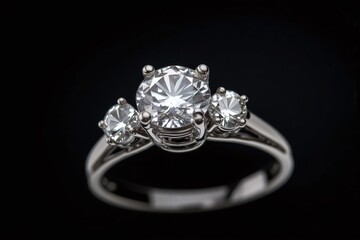white gold engagement ring with a round brilliant cut diamond