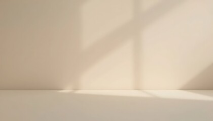 Minimalist Beige Room with Soft Sunlight Shadows