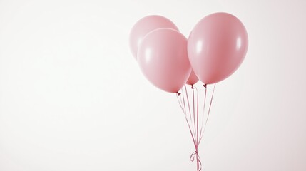 Light pink balloons floating gently against a white background
