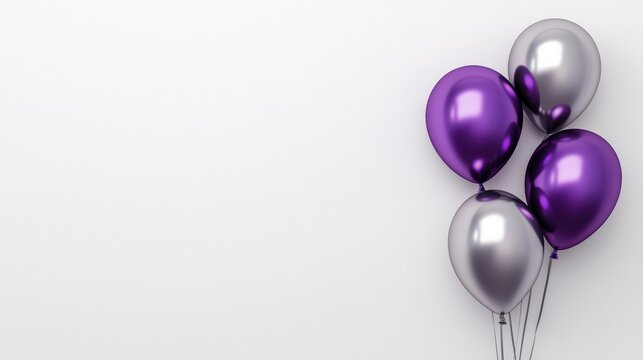 Colorful purple and silver balloons for a festive celebration