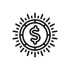 Black line icon for currency
