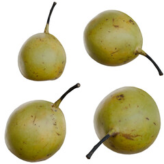 Four different angles of a 3D Pear Fruit on Alpha Background