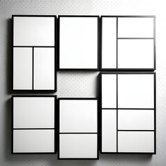 Minimalist Geometric Wall Art with Black Framed Panels on White Background