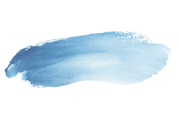 Watercolor smear. Blue gradients and textured edges on a transparent background