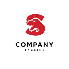 Letter S T-Rex Dino Logo Icon Vector