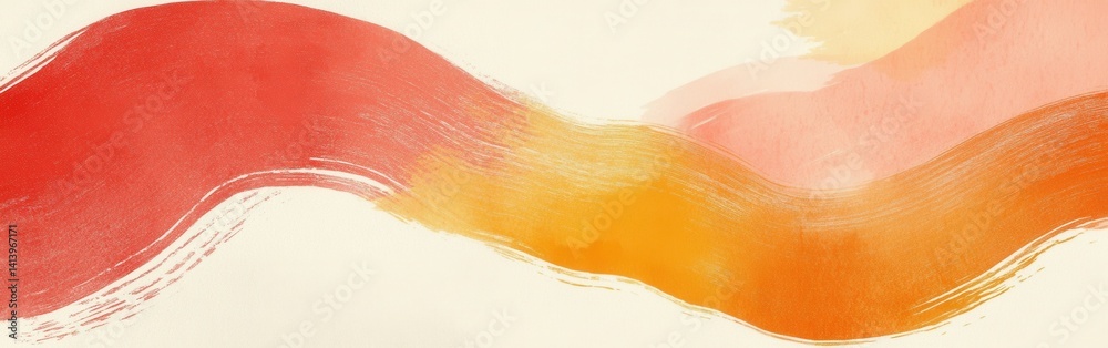 Leinwandbilder smooth pencil strokes flow and transition from coral to orange in a stylized abstract design for mod