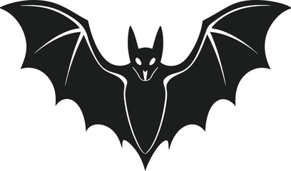 Silhouette of a flying bat with outstretched wings - Halloween vector - in flight