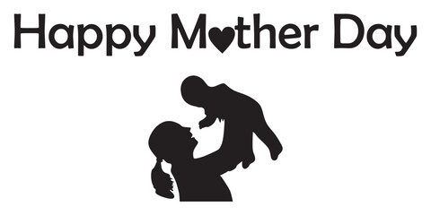 Happy mother's day with beautiful element and typography mother and child.  Vectot illustration.