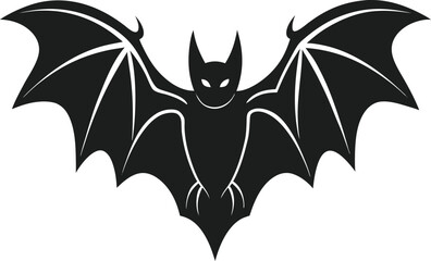 Silhouette of a flying bat with outstretched wings - Halloween vector - Halloween night
